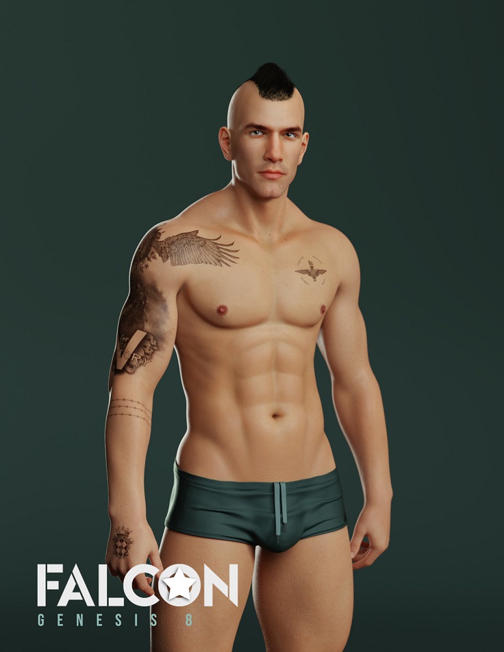 Falcon Character and Hair for Genesis 8 Male
