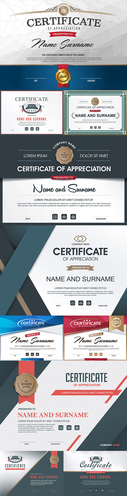 Luxury certificate of gratitude template award design
