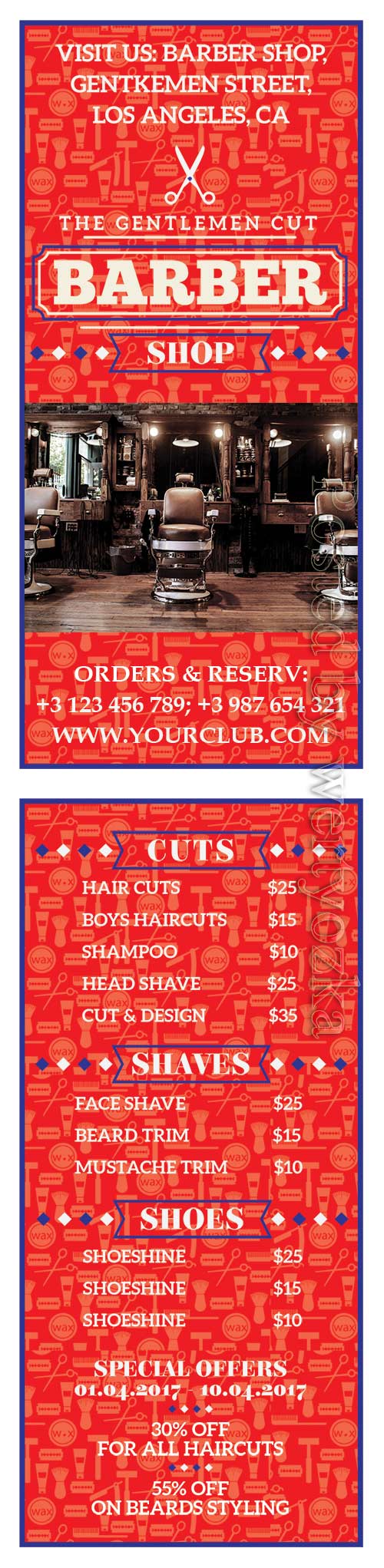 Barber shop psd flyer template