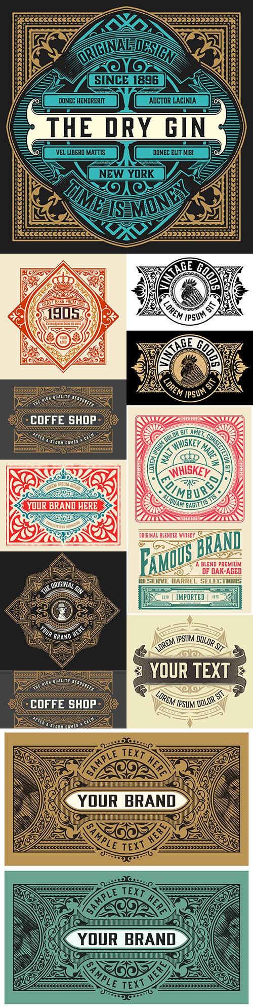Vintage label whiskey with decorative elements
