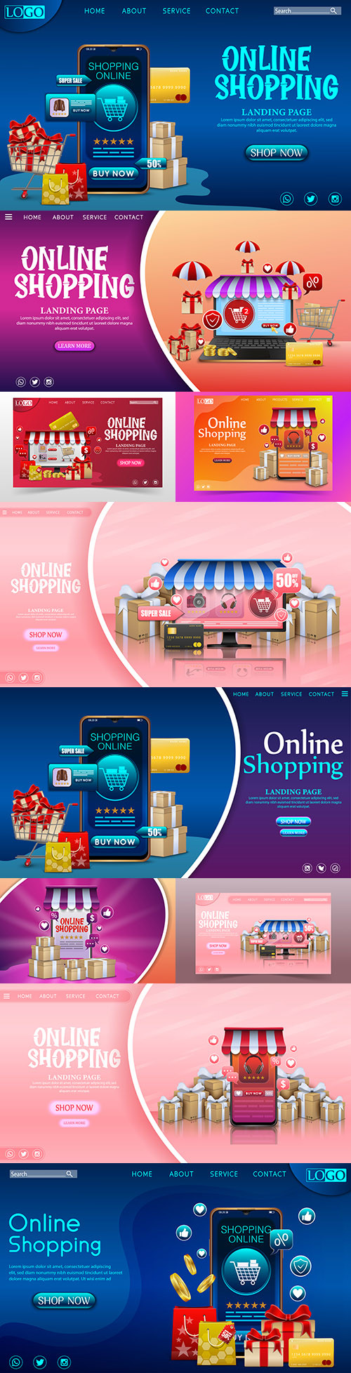 Online store on mobile app with gifts design concept
